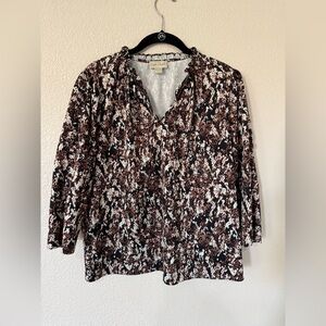 Charlie Paige Snake Print Blouse V Neck Long Sleeve Women’s L